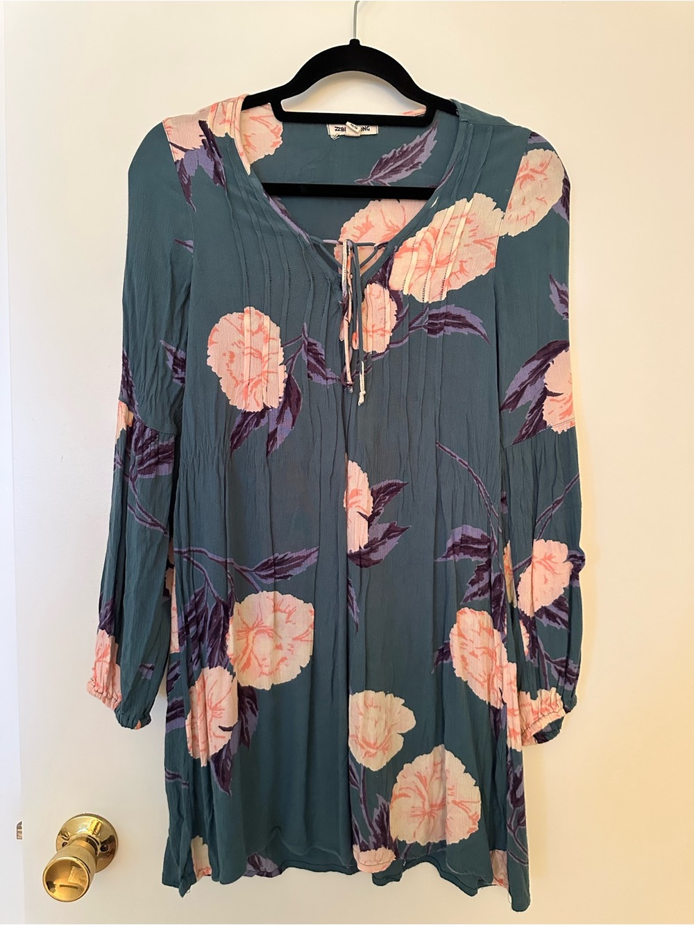 Billabong Teal Tunic with Pink Floral Print